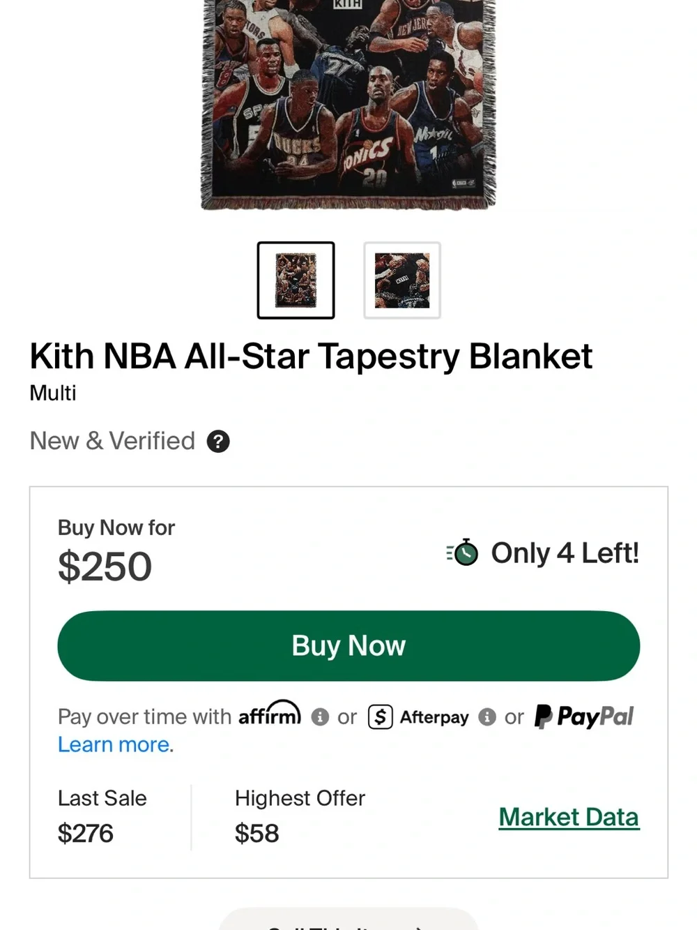 Kith Multicolor Fringe Tapestry Blanket
